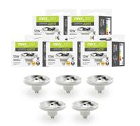 Maxled, Light is Led! 5X Ampoules LED AR111 GU10 Dimmable 12W Remplace Une Ampoule Halogène 75 W Blanc Chaud 3000K Ampoule Angle Rayonnement 45 Degrés Spot LED 900 Lumens Spot 230V