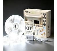 Maxled, Light is Led! Bande Led 5M/16,40Ft COB Blanc Froid 6500K 320 LED/M 24V Auto-Adhésive Cri90+ Bande Flexible Diy Ruban Lumineux Avec Adaptateur Secteur AC/DC pour Décoration Intérieure