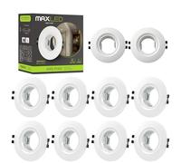 Maxled, Light is Led! Lot de 10 Spot Encastrable Cadre GU10 Trou de montage Ø55-80mm Diamètre DU Trou PC Spots Plafond Luminaires Encastrables pour Ampoules Anneau Encastrable (Rond Blanc)