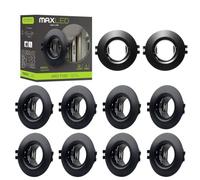 Maxled, Light is Led! Lot de 10 Spot Encastrable Cadre GU10 Trou de montage Ø55-80mm Diamètre DU Trou PC Spots Plafond Luminaires Encastrables pour Ampoules Anneau Encastrable (Rond Noir)