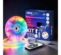 Maxled, Light is Led! Ruban LED COB RGB 5M/16,40FT avec Télécommande 576 LEDs/M, 24V Auto-adhésif CRI90+ Bande Flexible DIY Bande Lumineuse Alimentation AC/DC pour Décoration Intérieure Cuisine