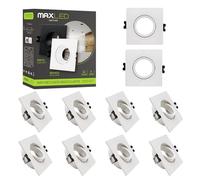 Maxled, Light is Led! Spot Encastrable Cadre 10 Diamètre DU Trou Ø75 mm Spot Encastrable Orientable Anneau Encastrable Au Plafond pour Ampoule LED Halogène GU10 (Carré Blanc)