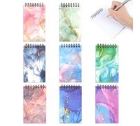 Maxmoc Lot de 8 carnets à spirales A7 lignés colorés pour l'école | Bloc-notes ligné avec spirale pour mémos, bureau, école, maison, marbre