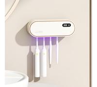 Maxspace Désinfectant pour brosse à dents UV, porte-brosse à dents électrique, montage mural, avec séchage, stérilisateur UV, sans perçage, avec 4 emplacements, pour Familieng (blanc)