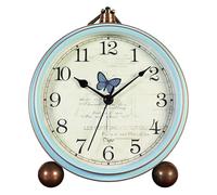 Maxspace Petit réveil rétro de 13,2 cm - sans tic-tac - Fonctionne avec Piles - Mouvement à Quartz - Verre HD - pour Chambre à Coucher, Salon, Enfants (Papillon)