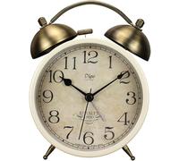 Maxspace Réveil rétro à double cloche, 10,2 cm, analogique, sans tic-tac, avec veilleuse, alimenté par piles, en métal, pour dormeurs profonds, enfants, personnes âgées (blanc)