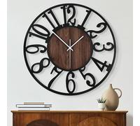 Maxstar Grande Horloge Murale silencieuse sans tic-tac - 50 cm - Chiffres Arabes - Horloge Murale à Quartz - Fonctionnement à Pile - Facile à Lire - pour la Maison, la Cuisine, la Chambre à Coucher,…
