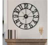 Maxstar Grande Horloge Murale,silencieuse sans tic-tac,Chiffres Arabes,Horloge Murale à Quartz,Fonctionnement à Pile,Facile à Lire,pour la Maison, la Cuisine, la Chambre à Coucher 47 cm