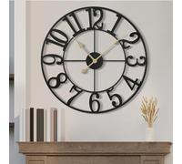 Maxstar Horloge Murale Ronde de, Fonctionne à Piles, silencieuse, sans tic-tac, Horloge Murale analogique en métal pour Salon, Cuisine, Chambre à Coucher 100 cm