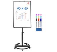 maxtek Tableau Blanc Effacable, 90 X 60 Cm Tableau Blanc Magnétique avec Chevalet, Portable Paperboard Whiteboard pour l’enseignement, la Réunion, le bureau