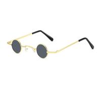 Maxtonser Lunettes rondes de hippie, petites, vintage, cadre rond en métal, monture dorée, verres verts, Please refer to the picture