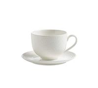 Maxwell & Williams Basics Diamants Tasse à thé et Soucoupe, Blanc, 220 ML