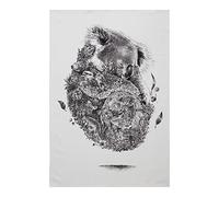 Maxwell & Williams Serviette de Table 100% Coton, Imprimé Fleuri de Koala, Collection Marini Ferlazzo, 50 x 70 cm - Noir et Blanc