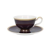 Maxwell & Williams - Tasse à Thé et Sous-Tasse en Porcelaine, Collection Teas & C's Kasbah, Modèle HV0139, 200 ml - Couleur Violet et Or