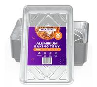 Maxxcore Lot de 20 plateaux de cuisson jetables en aluminium - Pour la préparation des repas, la cuisson, la cuisson, le rôti, le barbecue, le congélateur - 32 cm x 20 cm x 3,3 cm