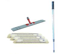 maxxi4you Set de serpillère Premium avec manche télescopique 80 cm + 3 serpillères en coton