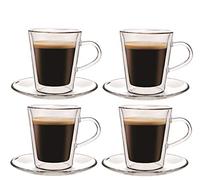 Maxxo Verres à Double Paroi Lungo 4x 220 ml Tasses Thermos en Verre Isotherme Résistant au Chaud et Froid avec Effet Flottant