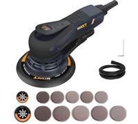 MAXXT Meuleuse électrique sans balais 350 W - Ponceuse orbitale 5.0 avec disques de 150 et 125 mm, fixation à trois points, 4000-10000 tr/min (6 niveaux), avec 20 feuilles abr
