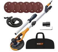 MAXXT Ponceuse à bras télescopique, tête orientable 180° avec aspiration intégrée (1,2 m/1,7 m), disque abrasif 225 mm pour angles complexes, puissance constante, 5 vitesses mémoires