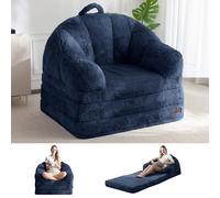 MAXYOYO Canapé pliant, tissu en fausse fourrure confortable, canapé de sol convertible avec poignée, siège gonflable pour adultes, fauteuil avec fonction lit pour salon et chambre à coucher