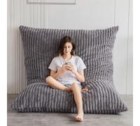 MAXYOYO Énorme lit-pouf, chaise-pouf carrée, grand canapé avec revêtement en fausse fourrure et garniture duveteuse pour adultes, couples, invités (Cord-Gris, 150x200 cm)