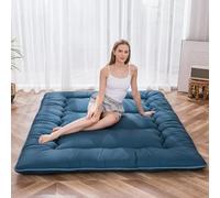 MAXYOYO Matelas Futon de Sol Japonais - Matelas Tatami de Appoint Lit Japonais,Futon Pliable avec Sac de Transport & Housse Matelas pour Les Voyages d'invités et Le Camping (Bleu Royal,135x190cm)