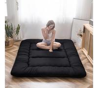 MAXYOYO Matelas Futon de Sol Japonais - Matelas Tatami de Appoint Lit Japonais,Futon Pliable avec Sac de Transport & Housse Matelas pour Les Voyages d'invités et Le Camping （Noir, 90x190cm）
