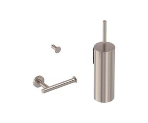 MAY Accessoires Ensemble d’accessoires composé de garniture de balai crochet de toilette et dérouleur Nickel brossé PVD 6801353