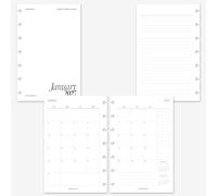 MAY PAPER CO. Mini HP 2027 - Recharge de planificateur mensuel avec notes - 1 mois sur 2 pages - Agenda à 7 disques - 11,6 x 17,8 cm (mois séparables, début du dimanche)