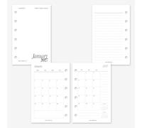 MAY PAPER CO. Recharge de planificateur mensuel 2027 de poche avec notes, intercalaire de planificateur mensuel mois sur deux pages pour agenda de poche Filofax et LV PM 6 anneaux 3,2 x 5 (mois