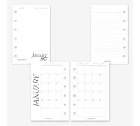 MAY PAPER CO. Recharge de planificateur mensuel 2027 de poche classique, mois sur deux pages pour agenda de poche Filofax et LV PM à 6 anneaux 3,2 x 5 (mois séparables, début du lundi)
