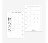 MAY PAPER CO. Recharge de planificateur mensuel classique 2027, mois sur deux pages, pour agenda Filofax et LV PM à 6 anneaux 3,2 x 5 (mois continus, début du lundi)