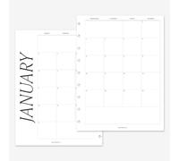 MAY PAPER CO. Recharge de planificateur mensuel classique HP 2027, mois sur deux pages, pour agenda à 9 disques 17,8 x 23,25 cm (mois continus, début du dimanche)