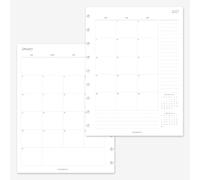 MAY PAPER CO. Recharge de planificateur mensuel HP 2027 classique avec notes, 1 mois sur 2 pages, agenda à 9 disques 17,8 x 23,25 cm (mois continus, début du dimanche)