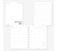 MAY PAPER CO. Recharge de planificateur mensuel HP 2027 classique avec notes, 1 mois sur deux pages, agenda à 9 disques 17,8 x 23,25 cm (mois séparables, début du lundi)