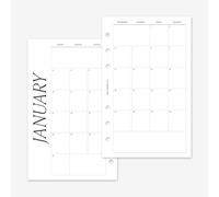 MAY PAPER CO. Recharge pour agenda mensuel 2027 FC Compact Classic, mois sur deux pages, pour agenda Franklin Covey Compact à 6 anneaux 10,7 x 17,9 cm (mois continus, début du dimanche)