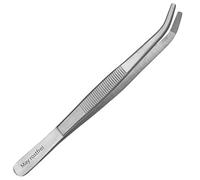 May Pince universelle courbée 14 cm bout rond strié acier inox | Pince compacte lavable au lave-vaisselle avec pointe ronde courbée pour le quotidien
