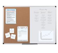 Maya Combi Bord, tableau blanc magnétique avec cadre en bois, dimensions 90x60 cm, blanc et marron