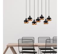 Maya suspension filaire noire et cuivrée 7 lampes