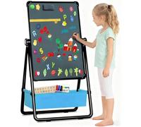 Maycoly Chevalet pour Enfant, Tableau Enfant Double Face avec Tableau Blanc et Noir, avec Support et Réglable 360, Réglable en Hauteur, Table à Dessin Chevalet avec Accessoires (Noir)
