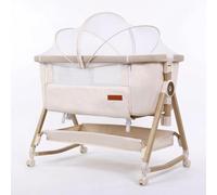 Maydolly Lit Cododo Bébé Évolutif 3 en 1, Berceau Pliable avec Fonction Bascule, Matelas et Drap Inclus, Réglable en Hauteur, Housse Respirante Amovible, (Blanc cassé)