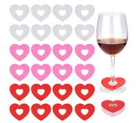 MAYJOYDIY 150 étiquette en Papier en Forme de Cœur (3 couleurs) pour Verre à Vin 6.2x7cm Cœur Marqueur de Verre à Vin pour Cocktail Champagne Mariage Fête D'Anniversaire