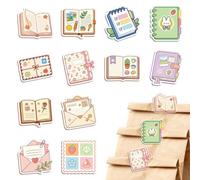 MAYJOYDIY 24pcs 12 Styles Pinces à Chips en Acrylique pour Bloc-notes, Journal, Enveloppe et Timbres, Fermeture Étanche pour Sachets, Pince à Nourriture, Accessoires de Bureau
