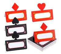 MAYJOYDIY 72 marque Place pour Table 4 marque Places en Forme de Cartes de Poker Vierges à Remplir pour Banquets Buffets Fêtes Événements et Célébrations (Rouge et Noir)