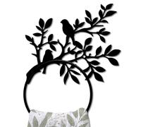 MAYJOYDIY Anneau porte-serviette en métal motif branche oiseau animal porte-serviette pour mur plantes feuillues anneau porte-serviette noir plante porte-serviettes mural pour salle de bain cuisine