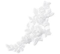 MAYJOYDIY Applique en Dentelle à Paillettes 3D Blanche pour Robe de Mariée Broderie Florale Perlée Applique en Dentelle Brodée en Relief pour Robe de Mariée Chapeau Robe de Mariée Décoration DIY