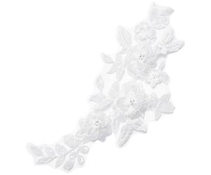 MAYJOYDIY Applique en Dentelle à Paillettes 3D Blanche pour Robe de Mariée Broderie Florale Perlée Applique en Dentelle Brodée en Relief pour Robe de Mariée Chapeau Robe de Mariée Décoration DIY