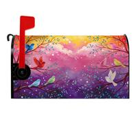 MAYJOYDIY Housse de boîte aux Lettres Oiseaux colorés Ciel crépusculaire | Housse de boîte aux lettres 46x53cm, Branches d'arbre Ciel étoilé coucher de soleil Tissu Oxford, pour jardin et cour