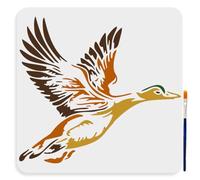 MAYJOYDIY Pochoir de Canard Sauvage 30 × 30cm Grands Pochoirs de Peinture de Canard Volant avec Pinceau Modèle de Dessin D'Animal Colvert pour Toile Mur Bois Bricolage Artisanat Décoration
