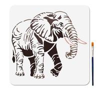 MAYJOYDIY Pochoir D'Éléphant avec Pinceau 30x30cm Grand Modèle de Peinture de Silhouette D'Éléphant Animal Pochoir de Dessin en Plastique Réutilisable pour Bois Tissu Mur Fenêtre Bricolage Artisanat